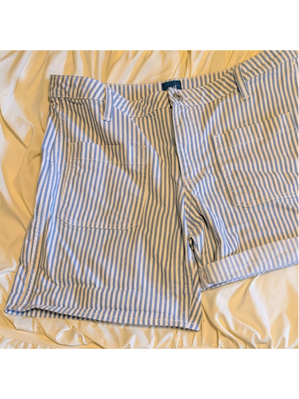 JAG Striped Patch Pocket Shorts Women’s Size 12 Blue White Coastal Nautical - Picture 5 of 9